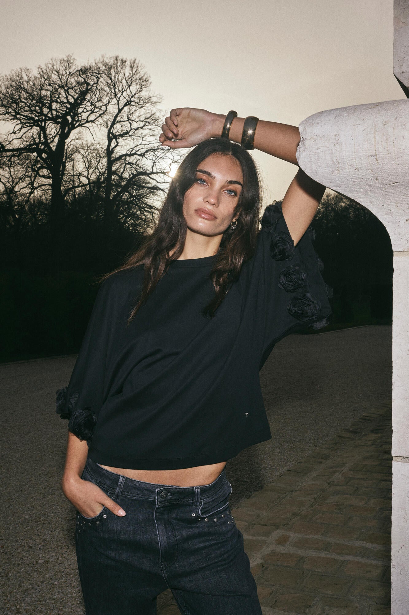 Rosette kortærmet t-shirt – sort